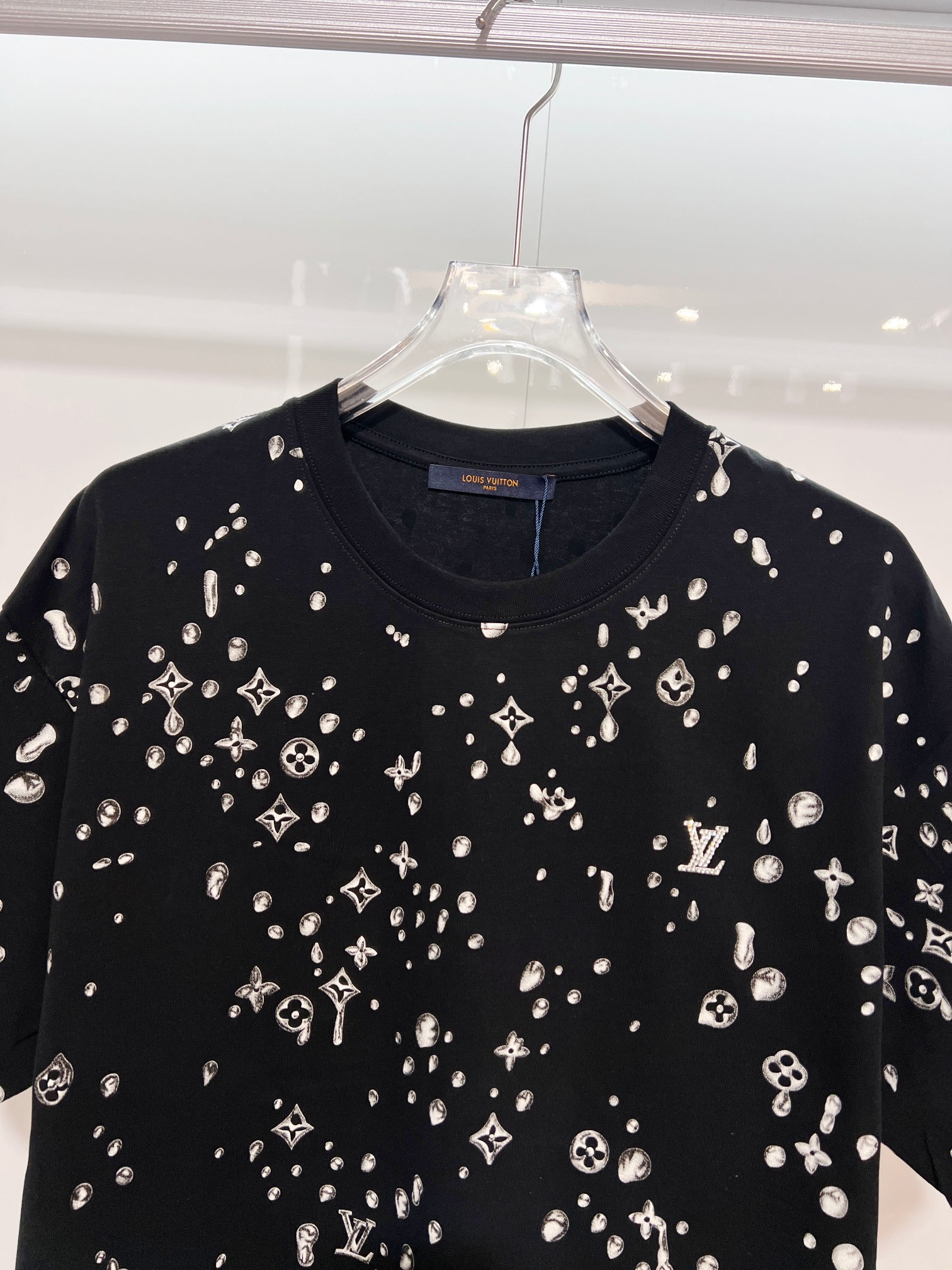 LOUIS VUITTON High Quality 320g Crew Neck Black White Short Sleeve T-Shirt Style 1