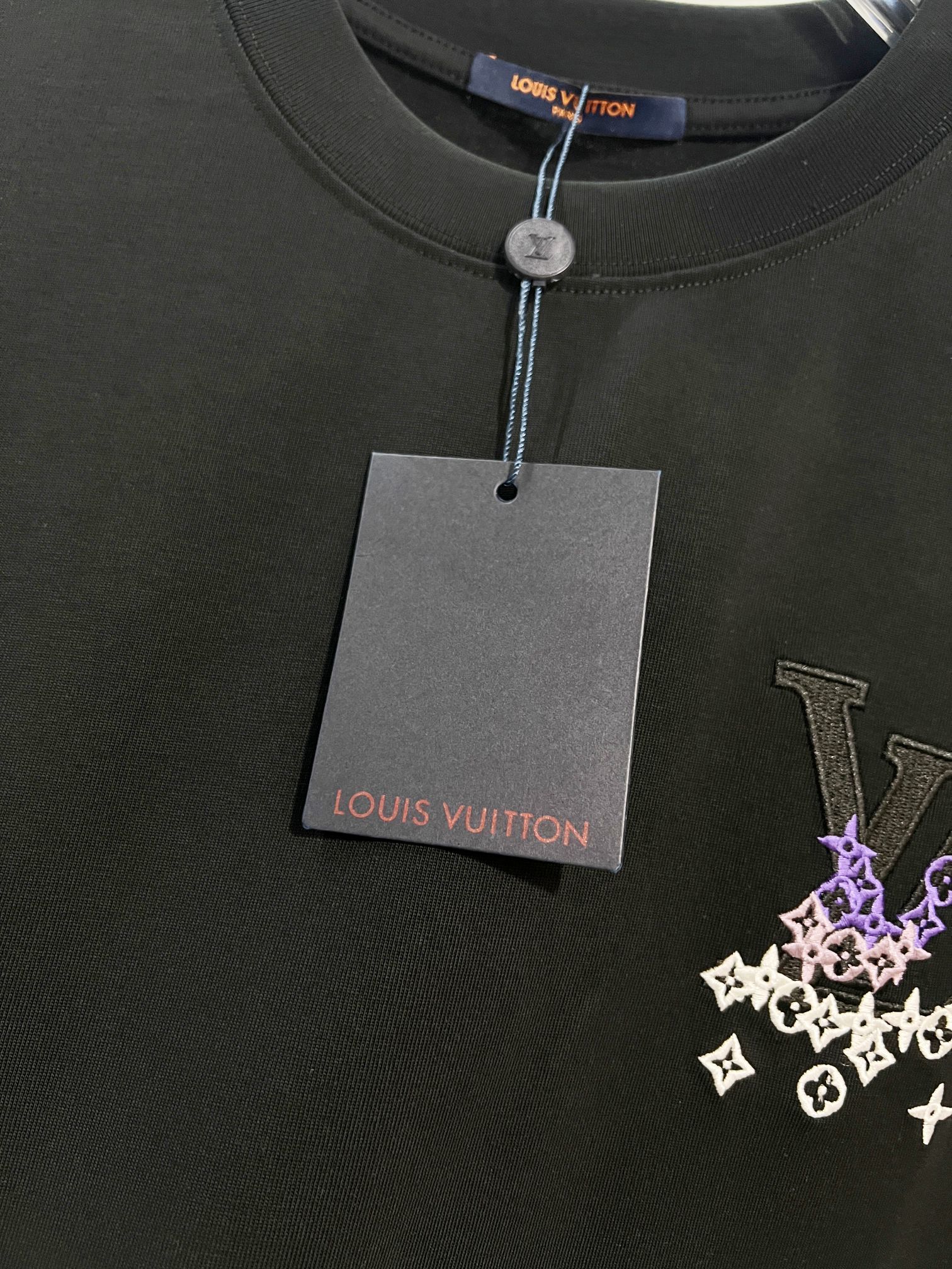 LOUIS VUITTON High Quality 320g Crew Neck Black White Short Sleeve T-Shirt Style 2