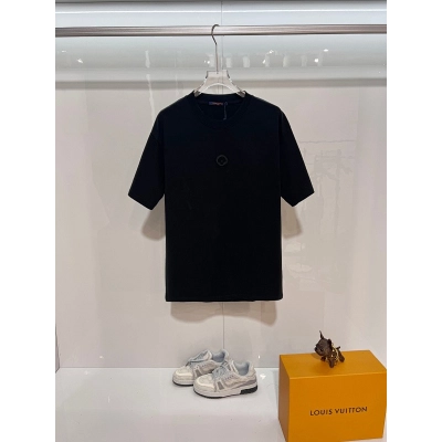 LOUIS VUITTON High Quality 320g Crew Neck Black White Short Sleeve T-Shirt Style 3 01