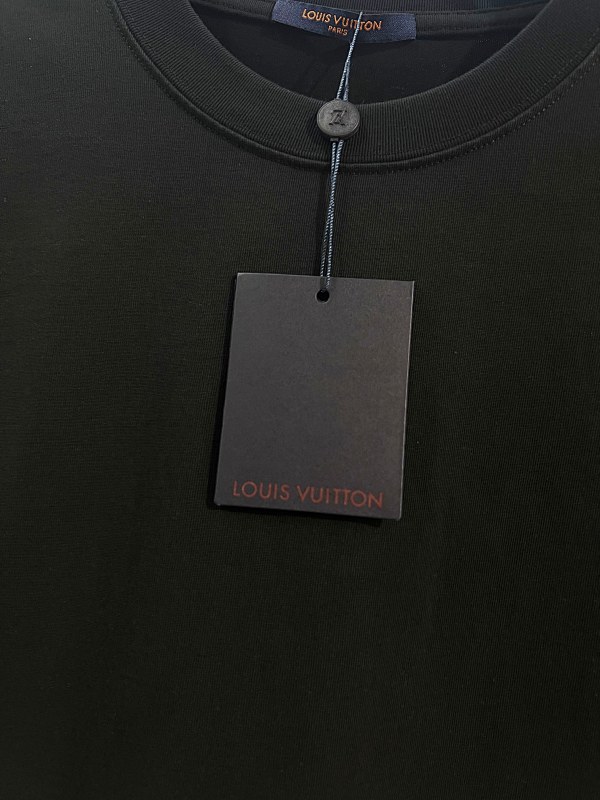 LOUIS VUITTON High Quality 320g Crew Neck Black White Short Sleeve T-Shirt Style 3