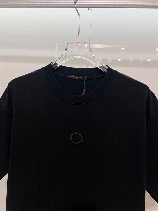 LOUIS VUITTON High Quality 320g Crew Neck Black White Short Sleeve T-Shirt Style 3