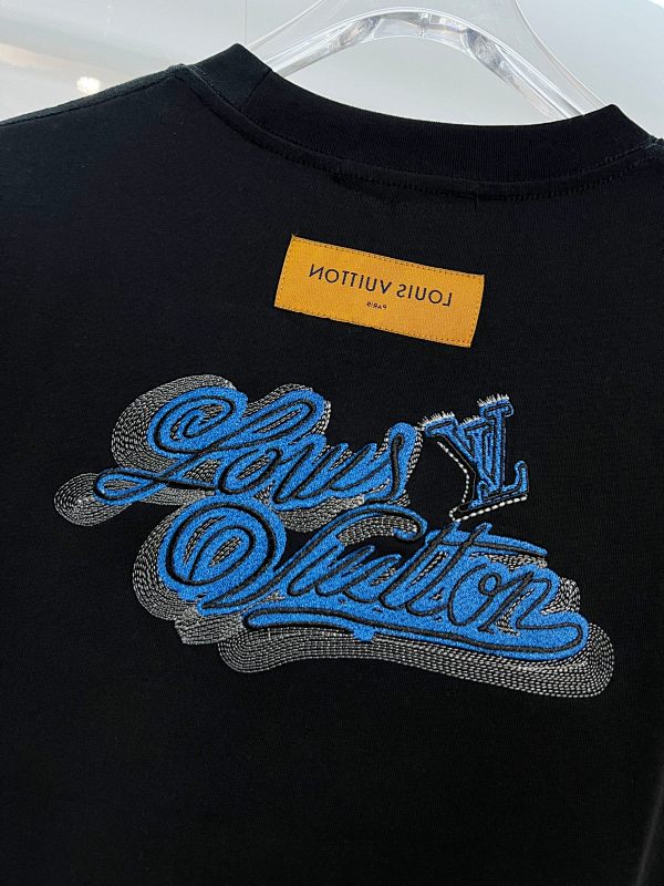 LOUIS VUITTON High Quality 320g Crew Neck Black White Short Sleeve T-Shirt Style 4