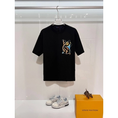 LOUIS VUITTON High Quality 320g Crew Neck Short Sleeve T-Shirt Style 13 01
