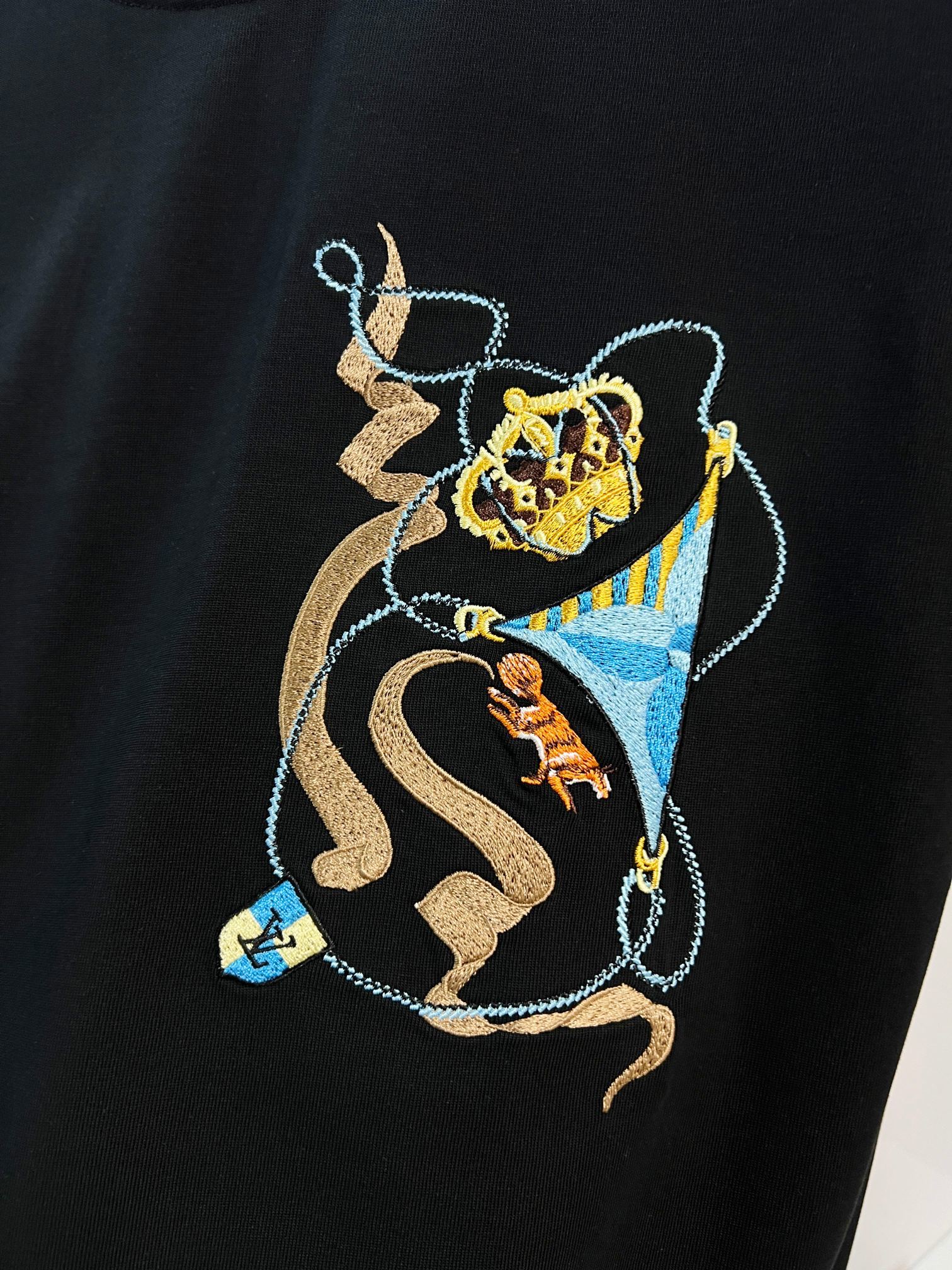 LOUIS VUITTON High Quality 320g Crew Neck Short Sleeve T-Shirt Style 13
