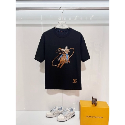 LOUIS VUITTON High Quality 320g Crew Neck Short Sleeve T-Shirt Style 1 01