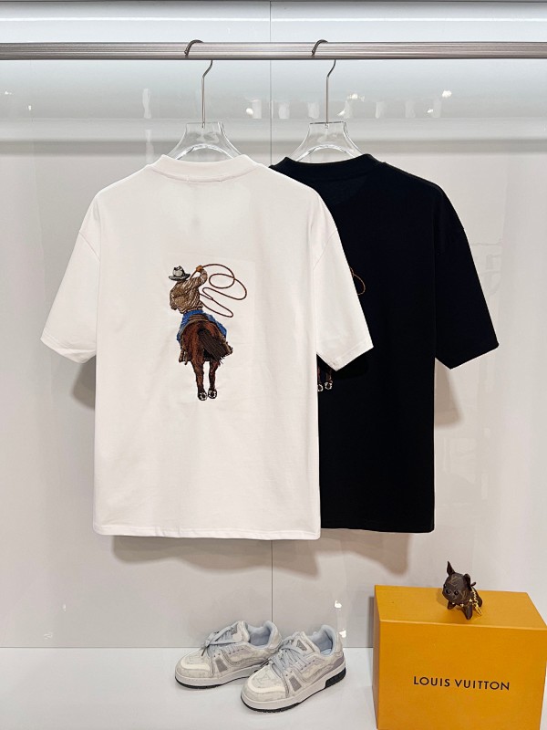 LOUIS VUITTON High Quality 320g Crew Neck Short Sleeve T-Shirt Style 1