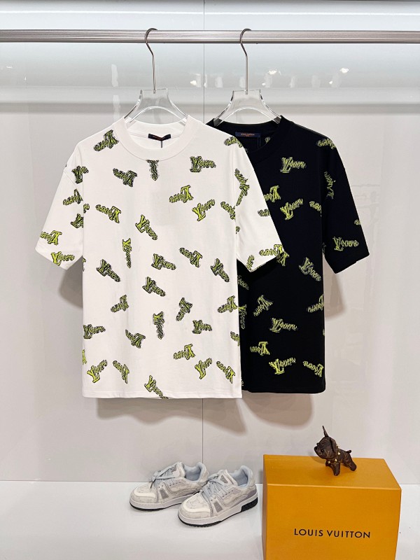 LOUIS VUITTON High Quality 320g Crew Neck Short Sleeve T-Shirt Style 2