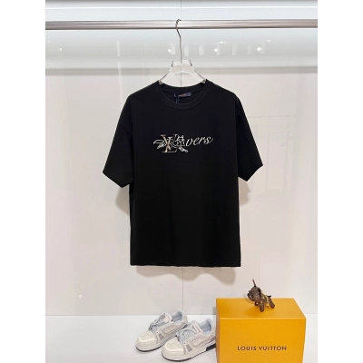 LOUIS VUITTON High Quality 320g Crew Neck Short Sleeve T-Shirt Style 4 01