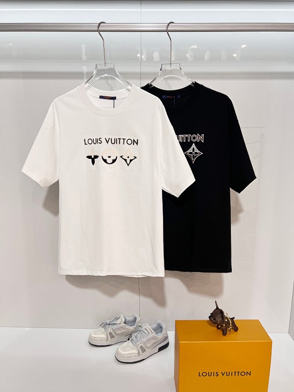 LOUIS VUITTON High Quality 320g Crew Neck Short Sleeve T-Shirt Style 6