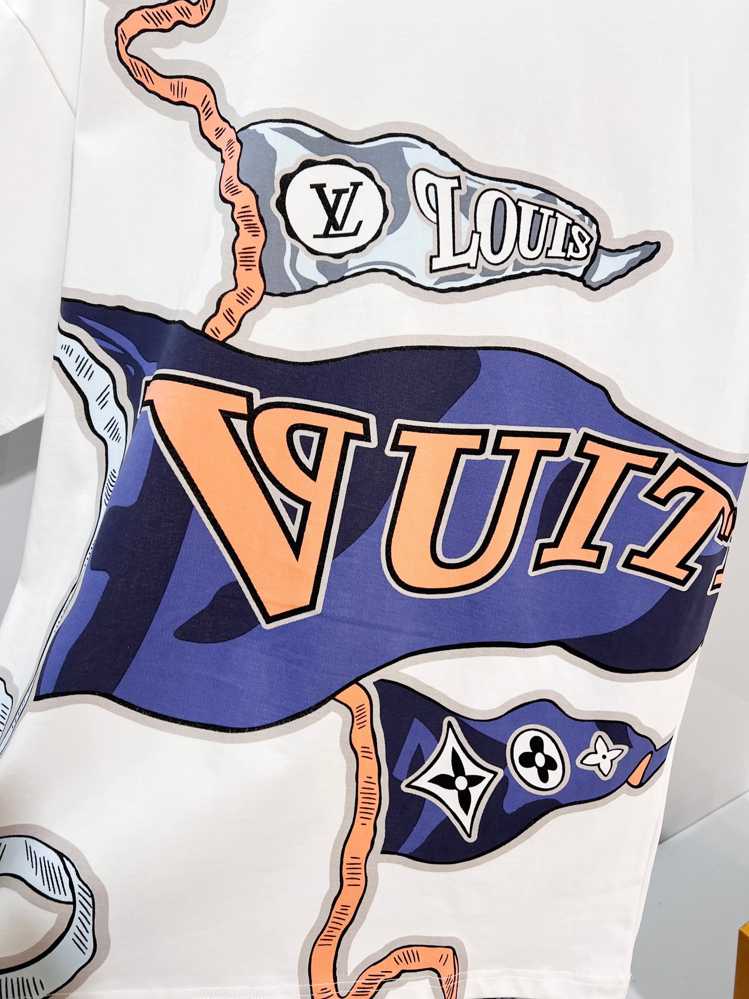 LOUIS VUITTON High Quality 320g Crew Neck White Short Sleeve T-Shirt