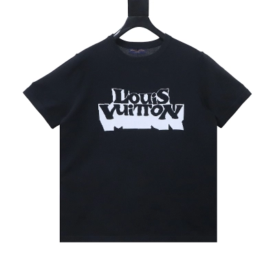 LOUIS VUITTON Letter Black Red Short Sleeve T-Shirt 01