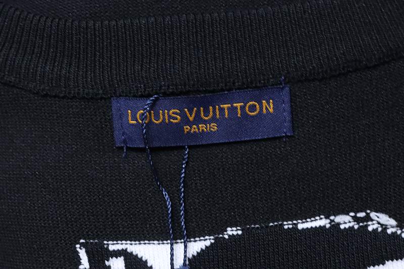 LOUIS VUITTON Letter Black Red Short Sleeve T-Shirt