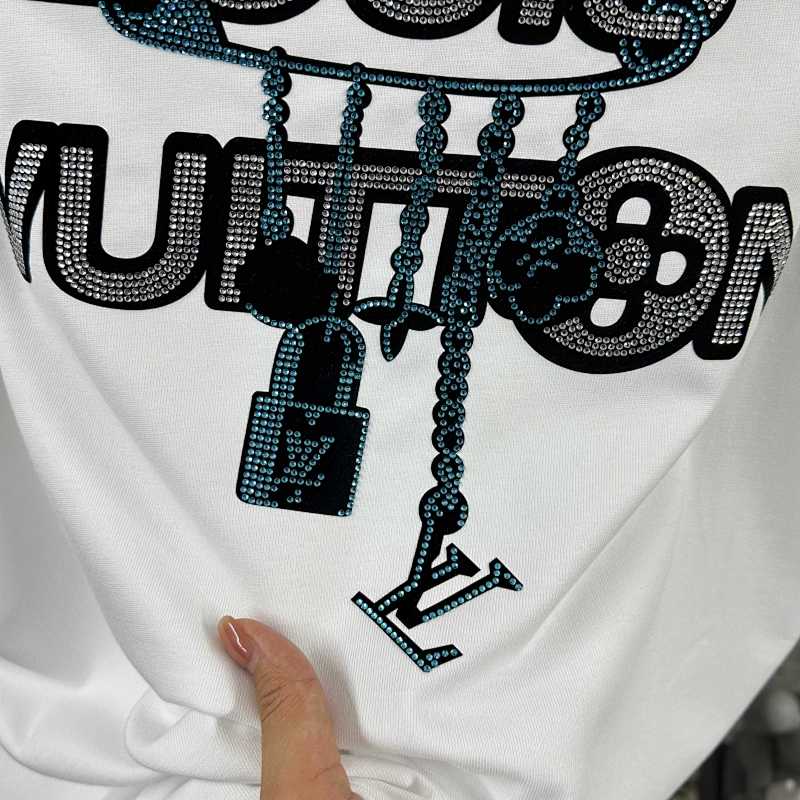 LOUIS VUITTON Letter Black Short Sleeve T-Shirt