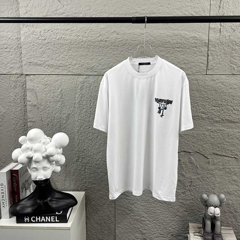 LOUIS VUITTON Letter Black Short Sleeve T-Shirt
