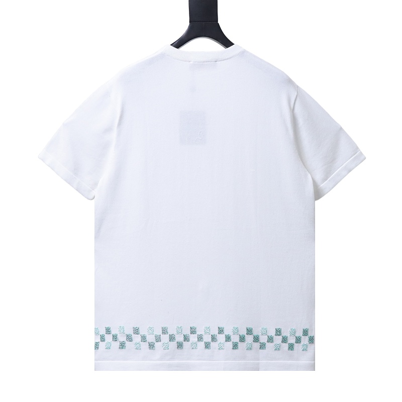 LOUIS VUITTON Letter Checkerboard Hem Short Sleeve T-Shirt