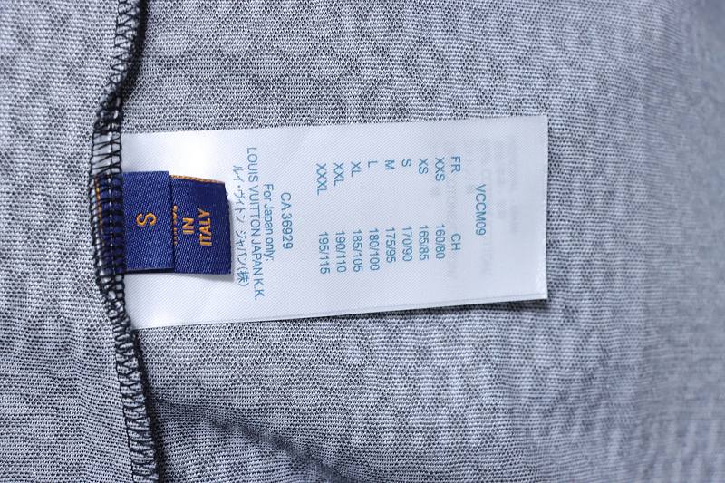 LOUIS VUITTON Letter Checkerboard Logo Black Short Sleeve T-Shirt