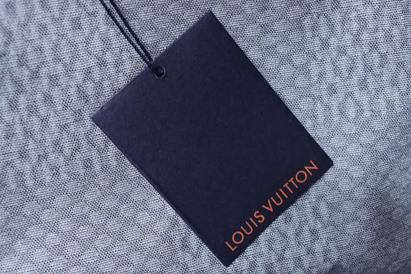 LOUIS VUITTON Letter Checkerboard Logo Black Short Sleeve T-Shirt