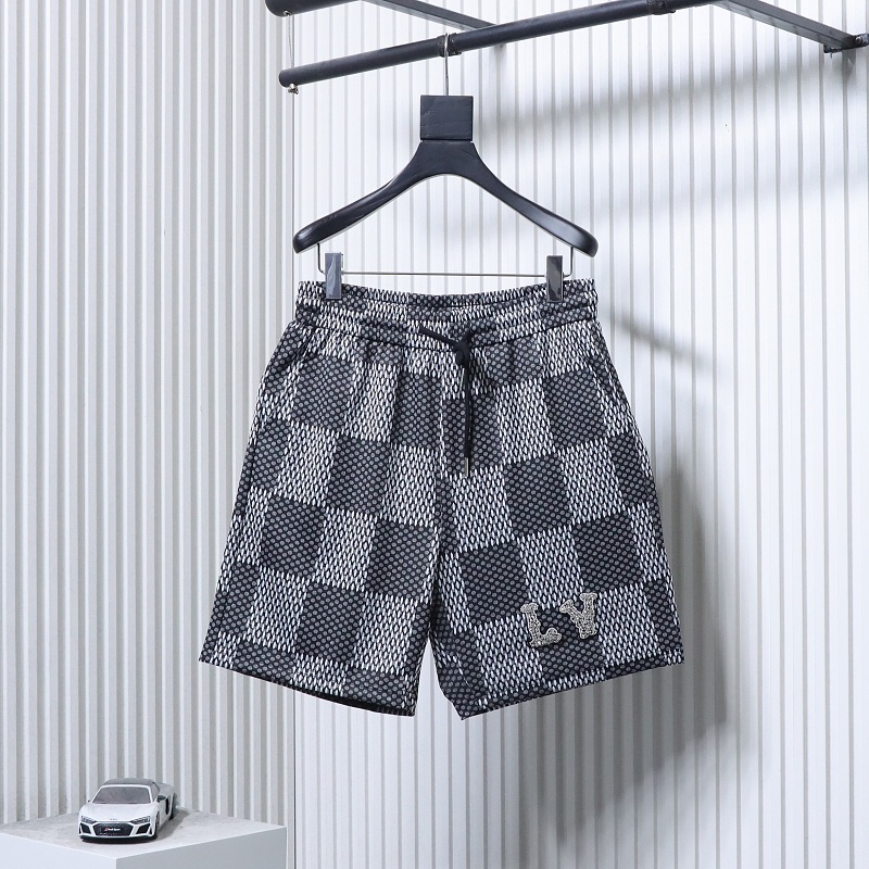 LOUIS VUITTON Letter Checkerboard Logo Black Shorts