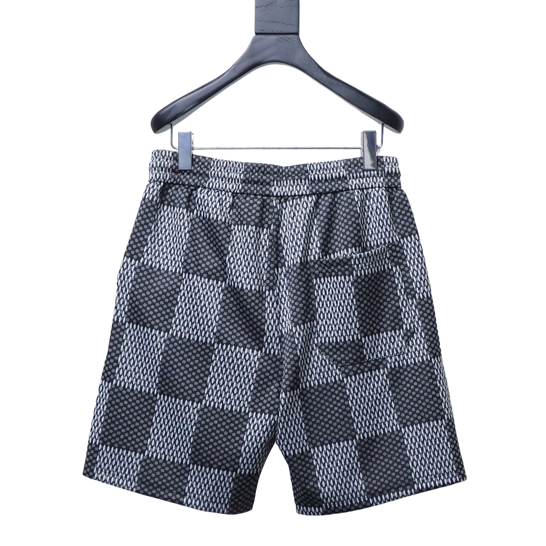 LOUIS VUITTON Letter Checkerboard Logo Black Shorts