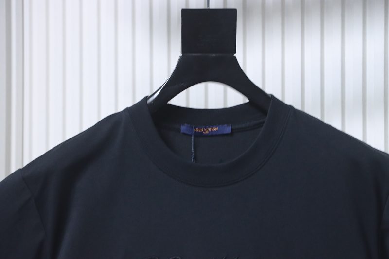 LOUIS VUITTON Letter Embroidery Black White Short Sleeve T-Shirt