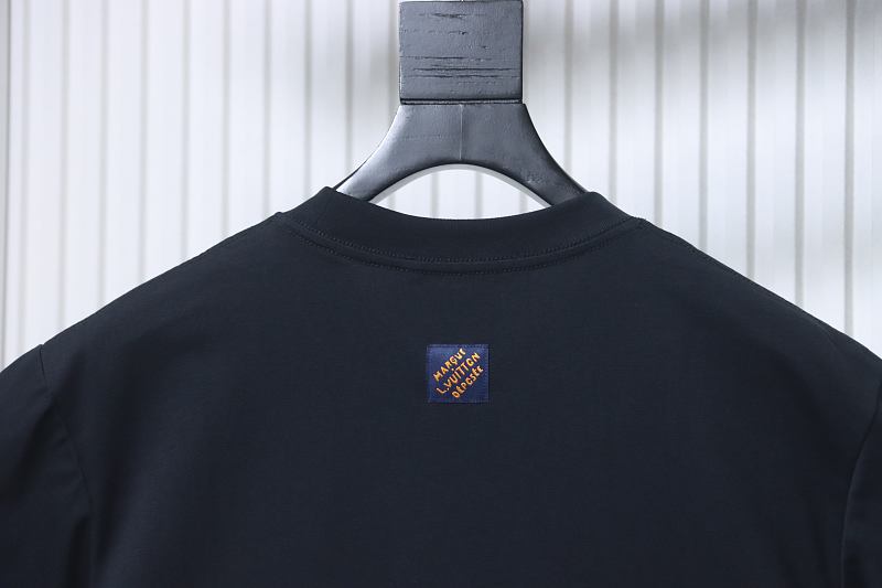 LOUIS VUITTON Letter Embroidery Black White Short Sleeve T-Shirt