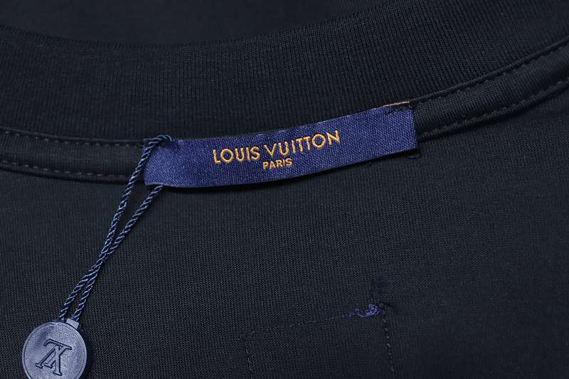 LOUIS VUITTON Letter Embroidery Black White Short Sleeve T-Shirt