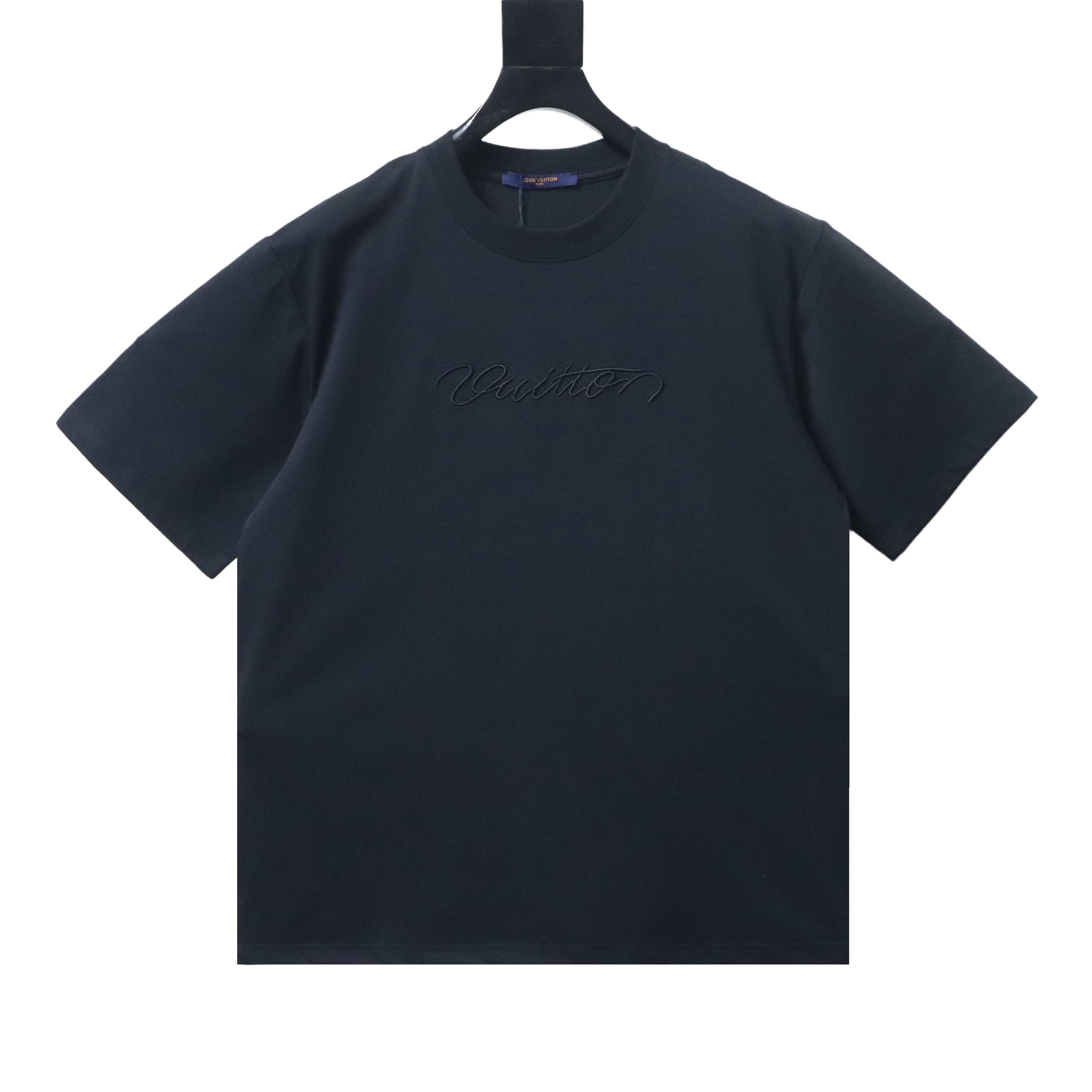 LOUIS VUITTON Letter Embroidery Black White Short Sleeve T-Shirt