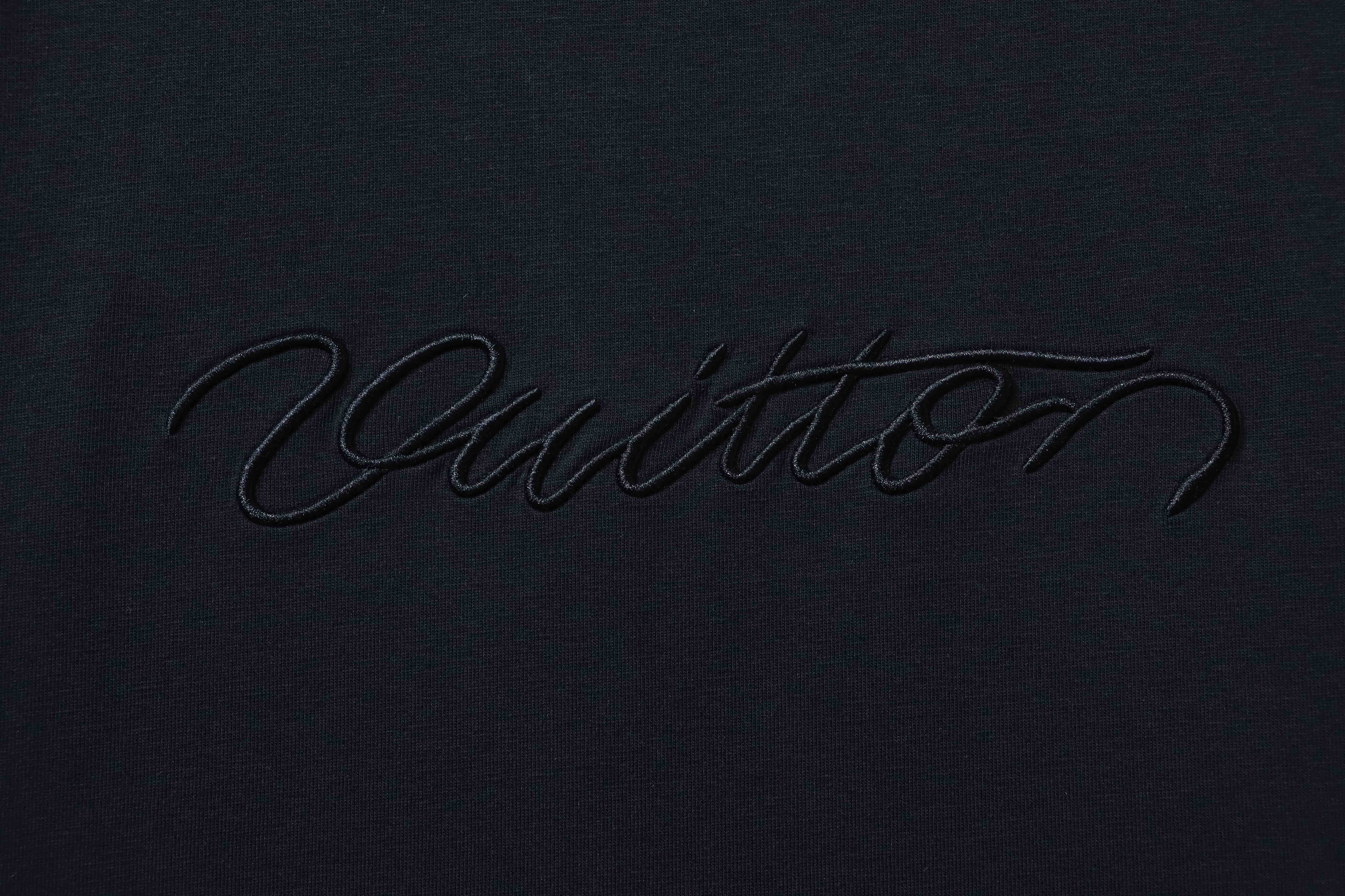 LOUIS VUITTON Letter Embroidery Black White Short Sleeve T-Shirt