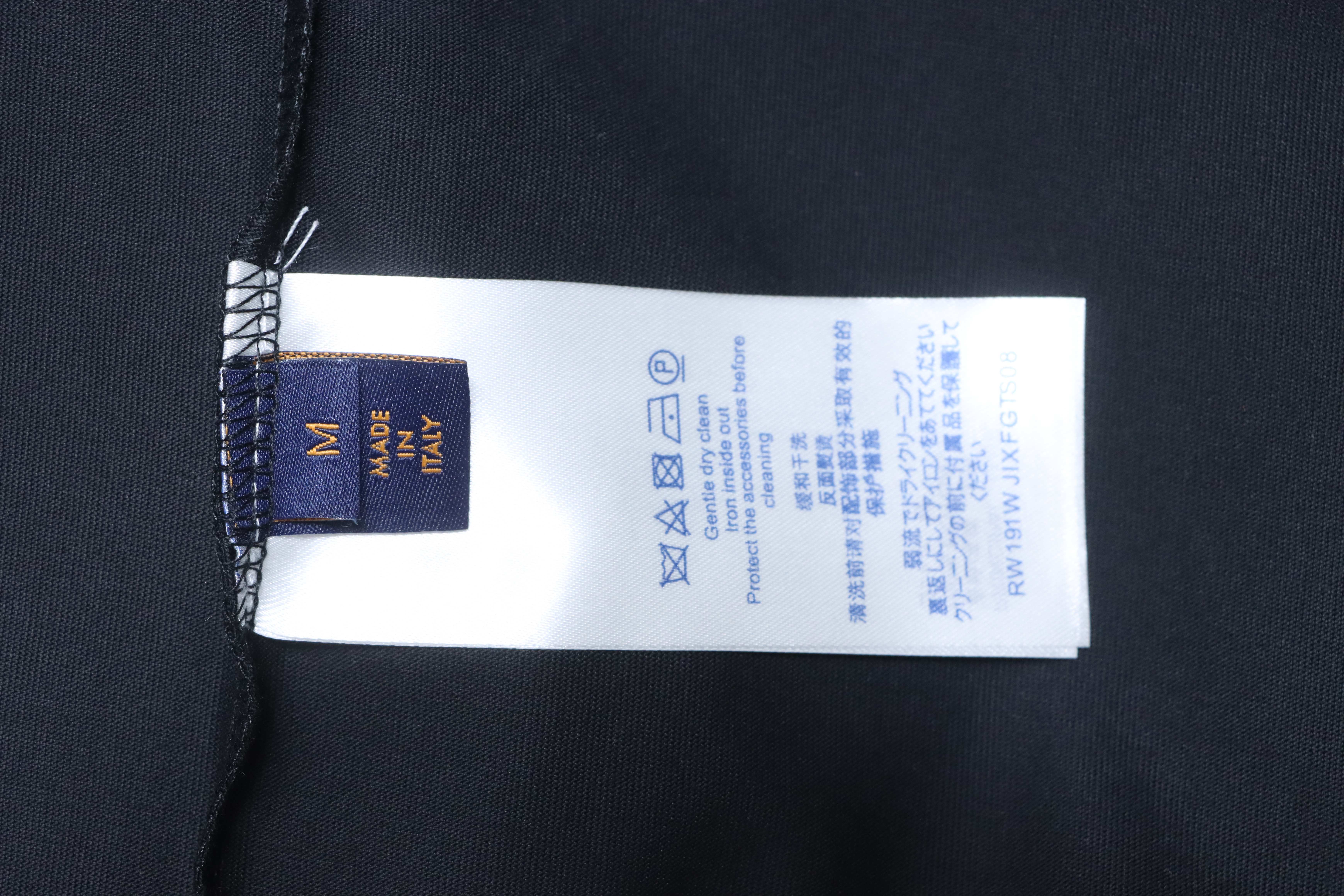 LOUIS VUITTON Letter Embroidery Black White Short Sleeve T-Shirt