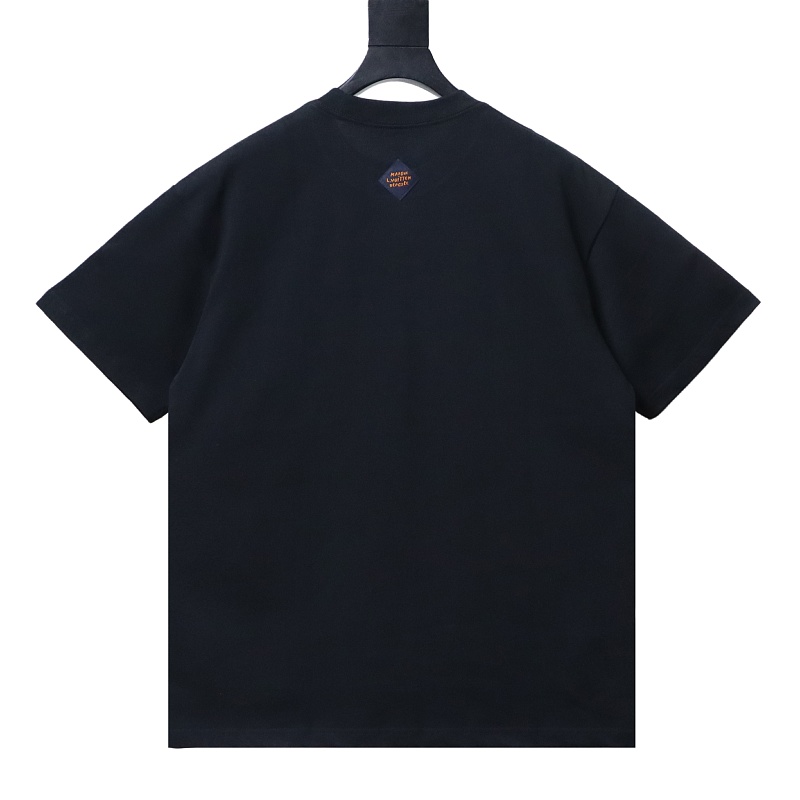 LOUIS VUITTON Letter Embroidery Logo Black White Short Sleeve T-Shirt