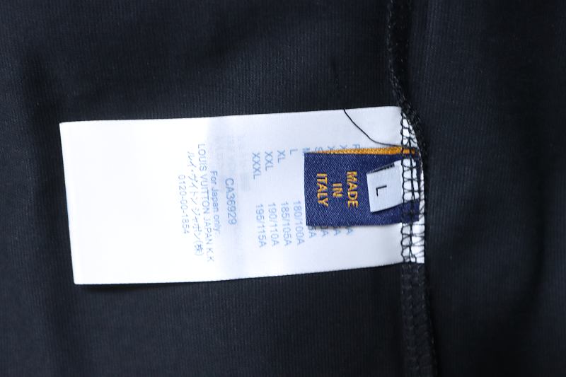 LOUIS VUITTON Letter Embroidery Logo Black White Short Sleeve T-Shirt