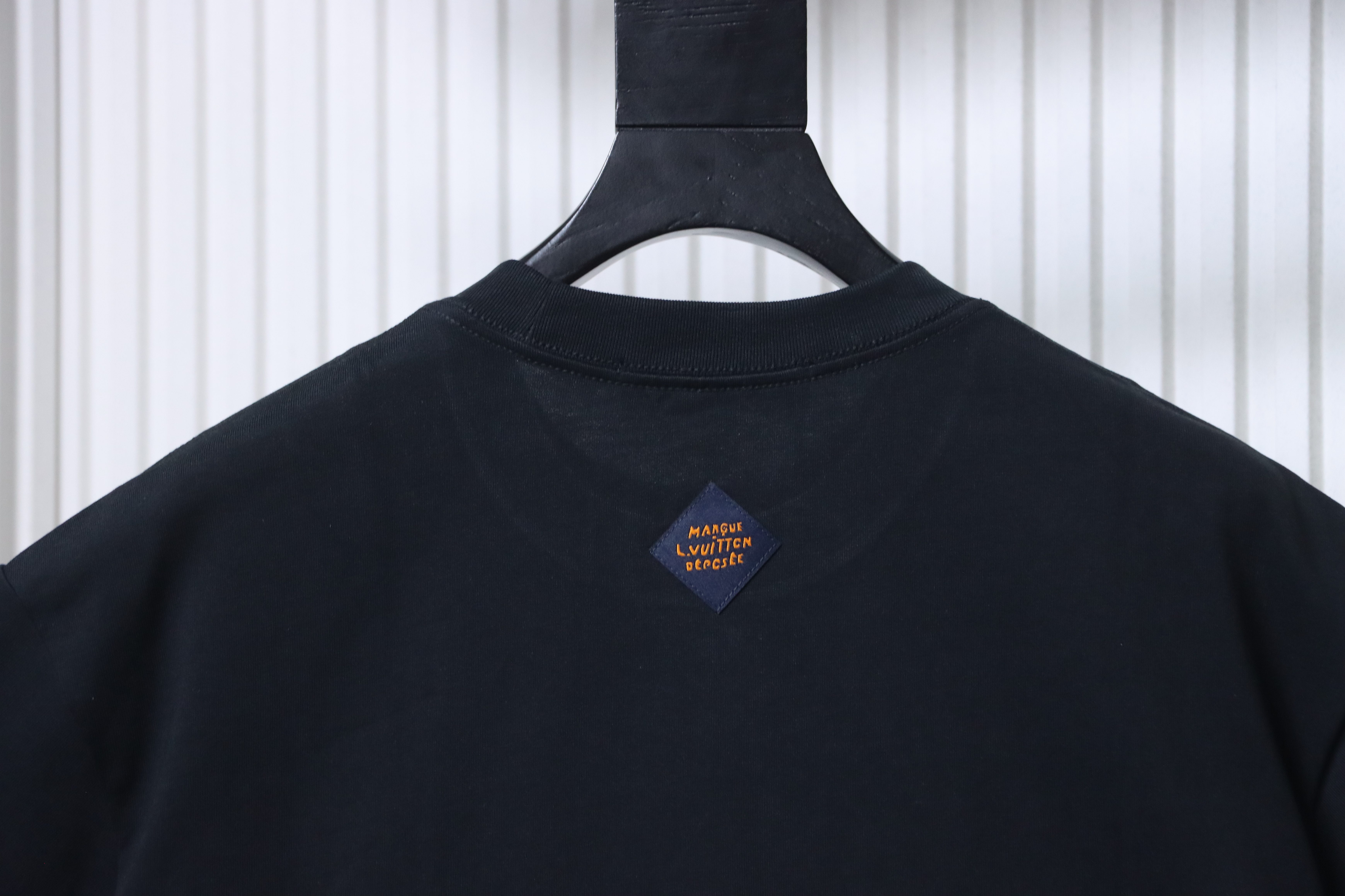 LOUIS VUITTON Letter Embroidery Logo Black White Short Sleeve T-Shirt
