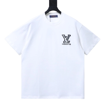 LOUIS VUITTON Letter Embroidery Logo Short Sleeve T-Shirt Style 1 01