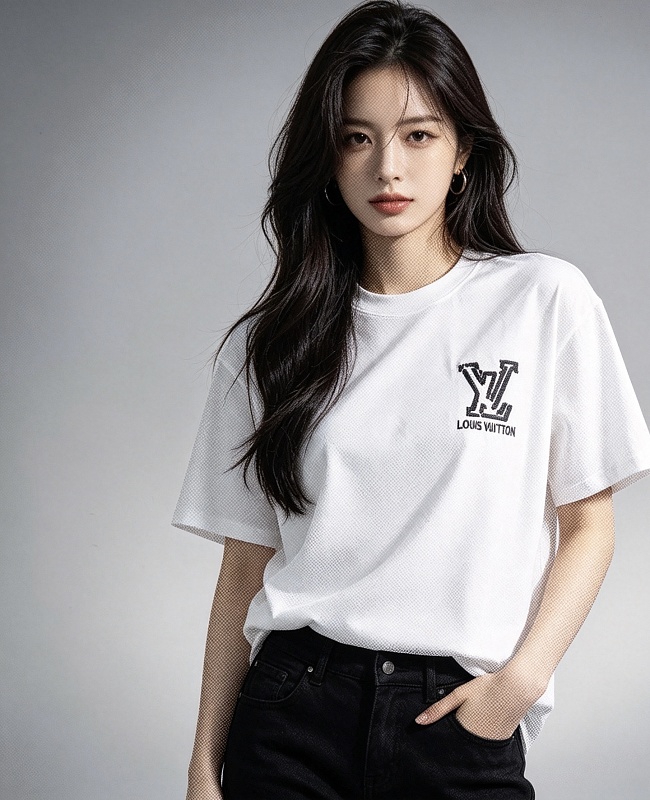 LOUIS VUITTON Letter Embroidery Logo Short Sleeve T-Shirt Style 1
