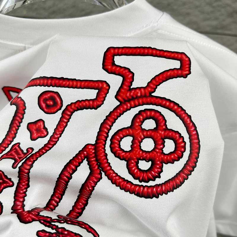 LOUIS VUITTON Letter Embroidery Print Black Short Sleeve T-Shirt
