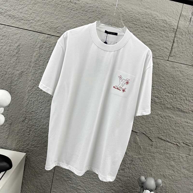 LOUIS VUITTON Letter Embroidery Print Black Short Sleeve T-Shirt