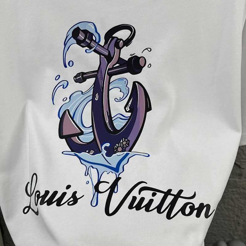 LOUIS VUITTON Letter Embroidery Print Short Sleeve T-Shirt