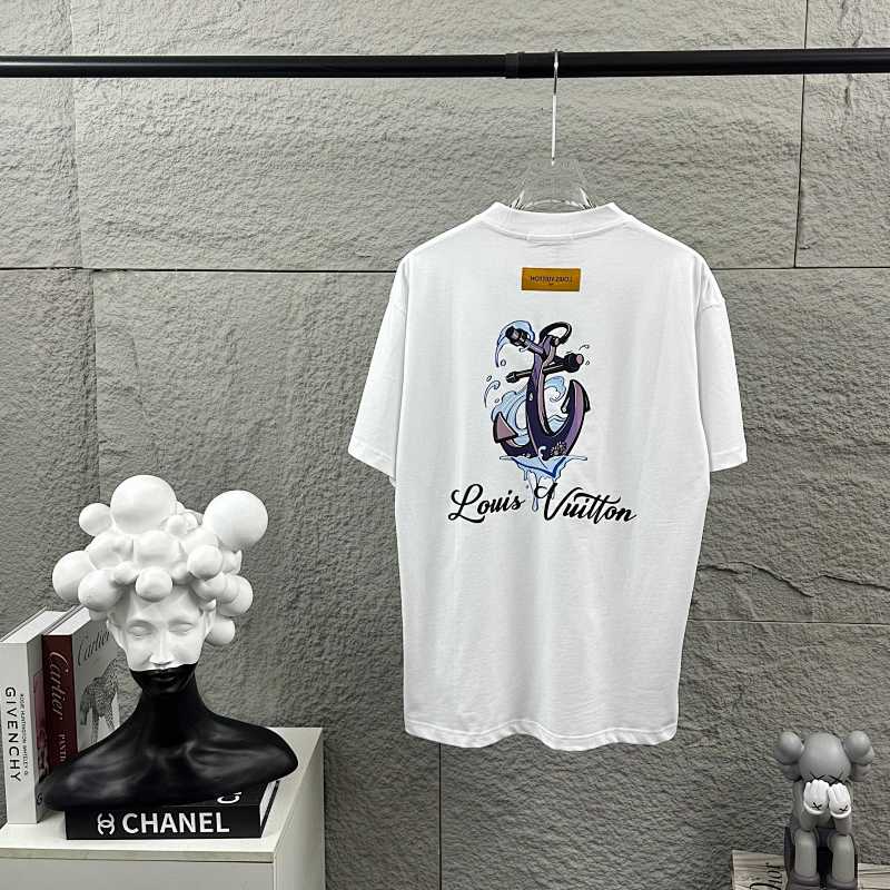 LOUIS VUITTON Letter Embroidery Print Short Sleeve T-Shirt