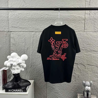 LOUIS VUITTON Letter Embroidery Print White Short Sleeve T-Shirt 01