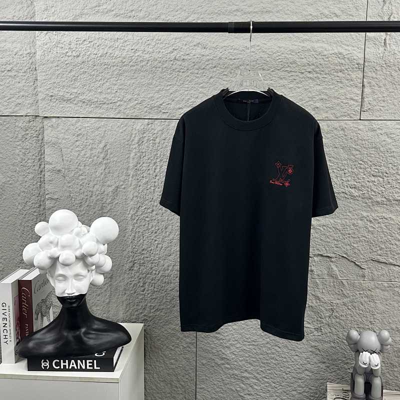 LOUIS VUITTON Letter Embroidery Print White Short Sleeve T-Shirt