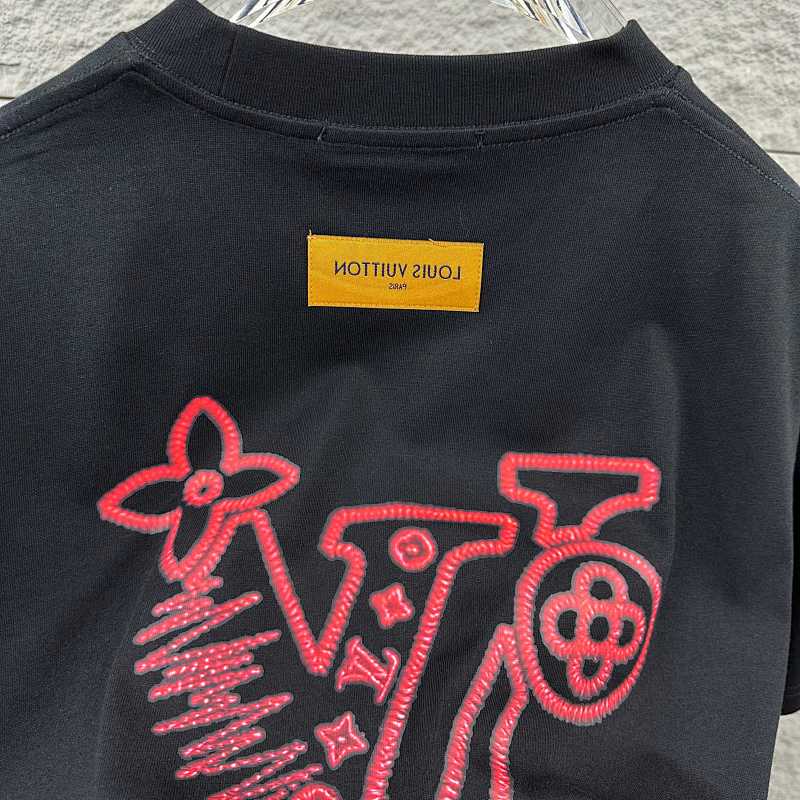 LOUIS VUITTON Letter Embroidery Print White Short Sleeve T-Shirt