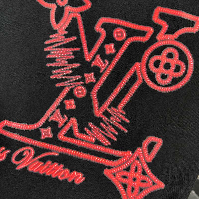 LOUIS VUITTON Letter Embroidery Print White Short Sleeve T-Shirt