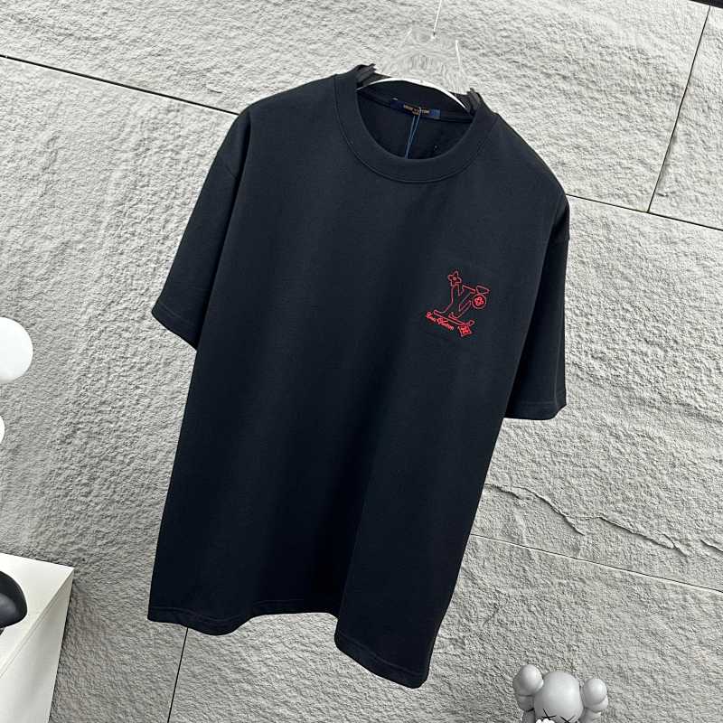 LOUIS VUITTON Letter Embroidery Print White Short Sleeve T-Shirt