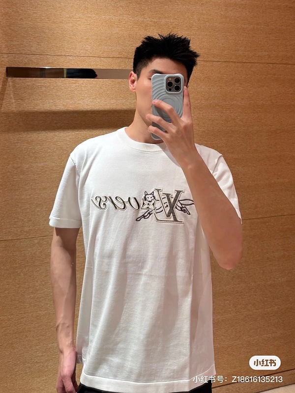 LOUIS VUITTON Letter Embroidery Short Sleeve T-Shirt