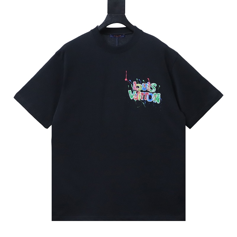 LOUIS VUITTON Letter Graffiti Hand-Drawn Black Short Sleeve T-Shirt