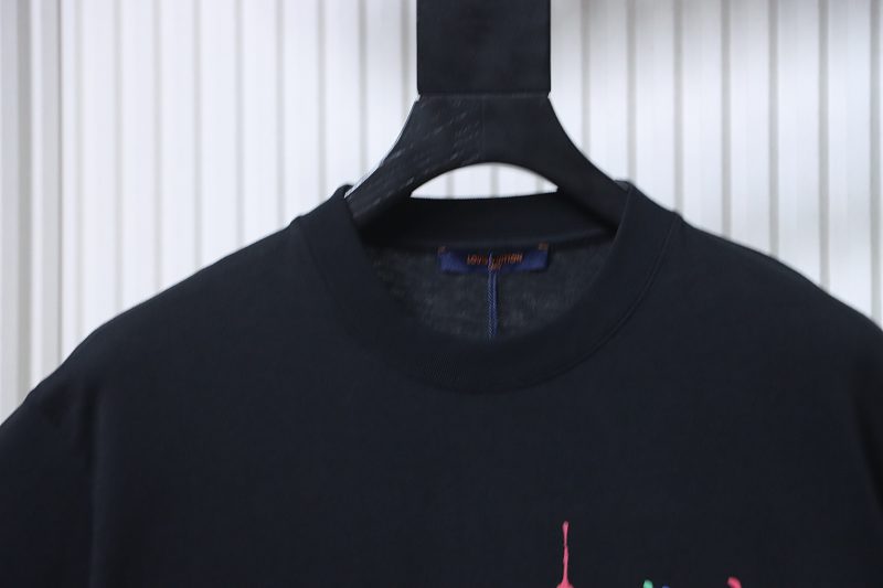 LOUIS VUITTON Letter Graffiti Hand-Drawn Black Short Sleeve T-Shirt