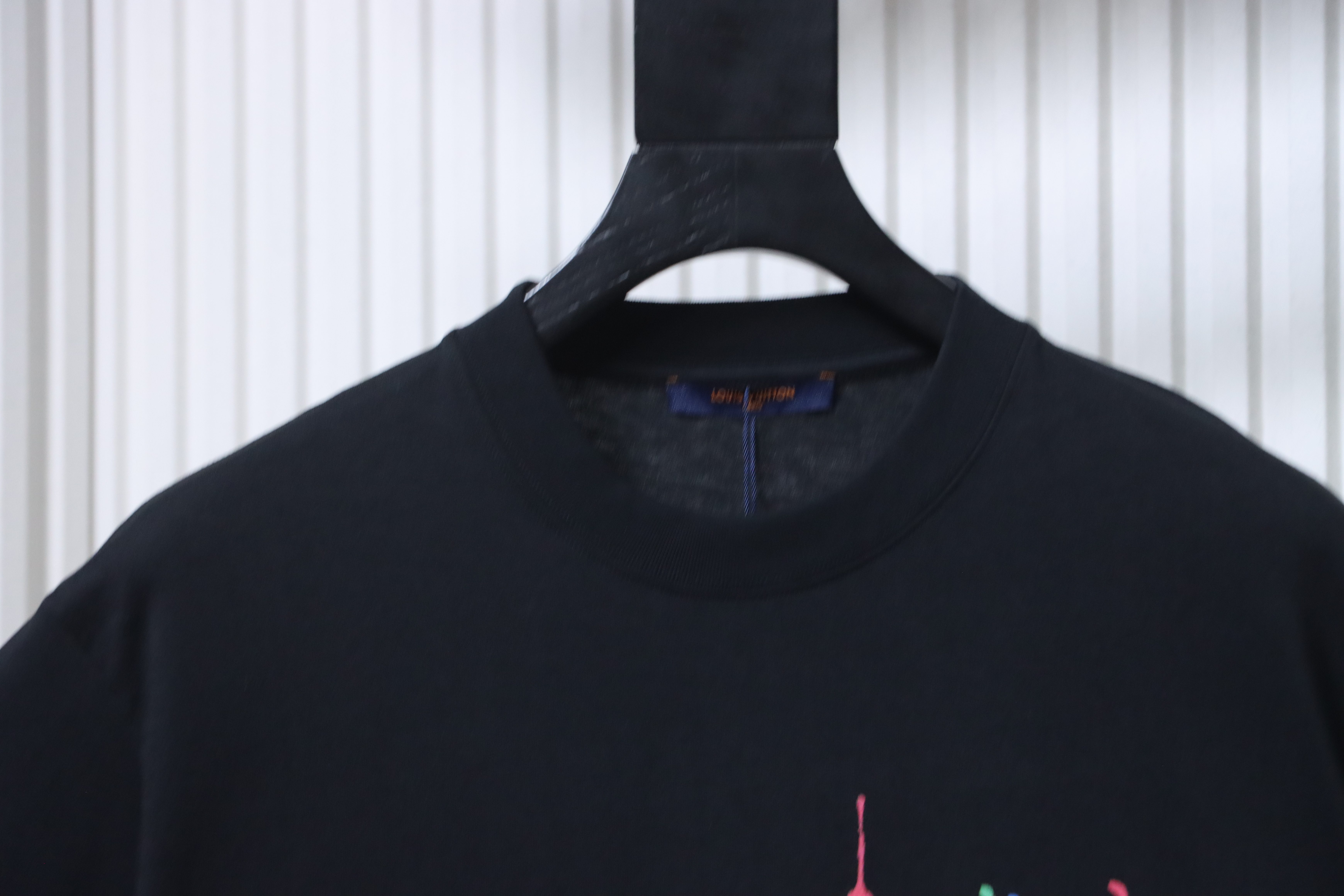 LOUIS VUITTON Letter Graffiti Hand-Drawn Black Short Sleeve T-Shirt