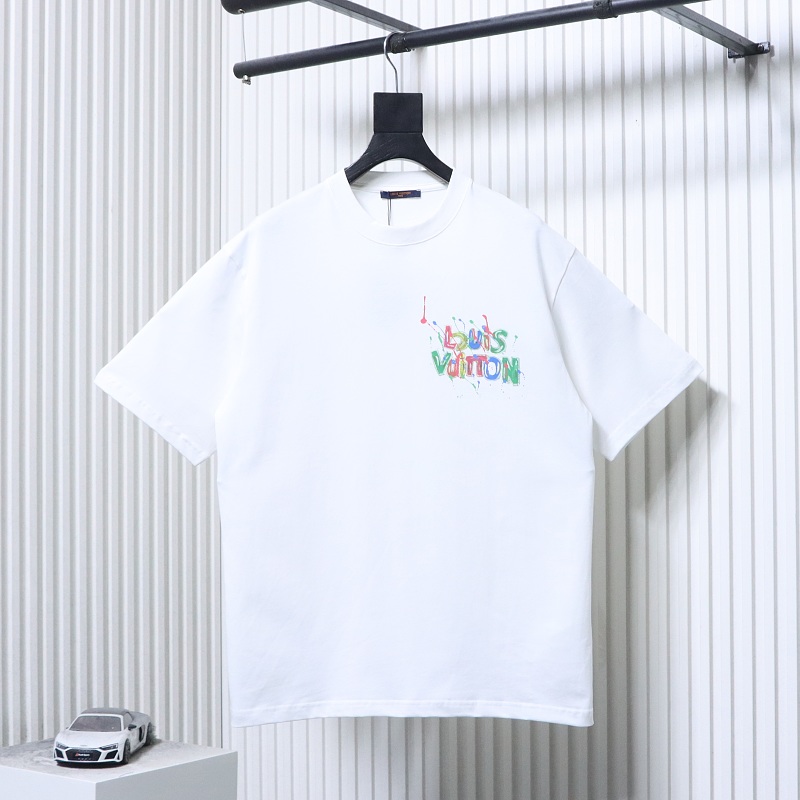 LOUIS VUITTON Letter Graffiti Hand-Drawn White Short Sleeve T-Shirt