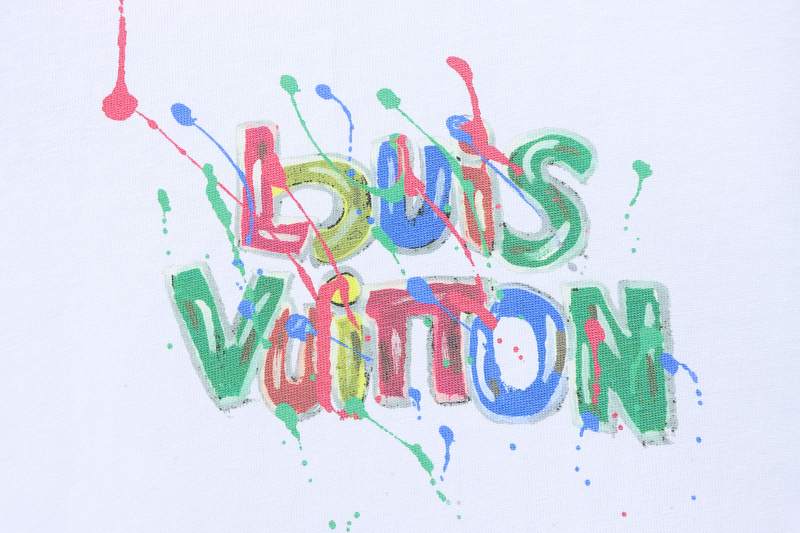 LOUIS VUITTON Letter Graffiti Hand-Drawn White Short Sleeve T-Shirt