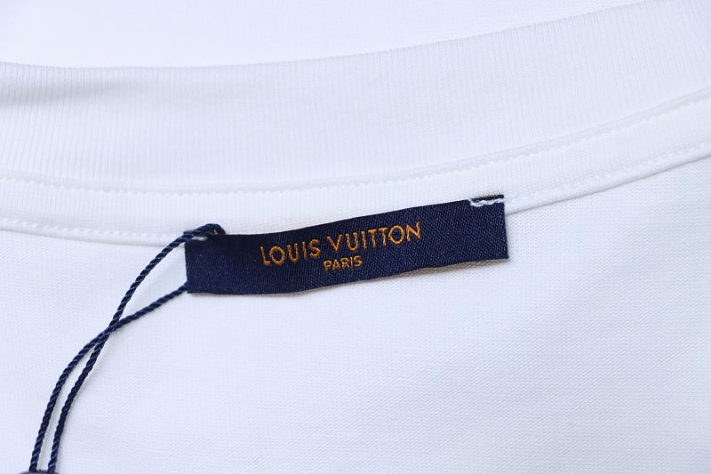LOUIS VUITTON Letter Graffiti Hand-Drawn White Short Sleeve T-Shirt